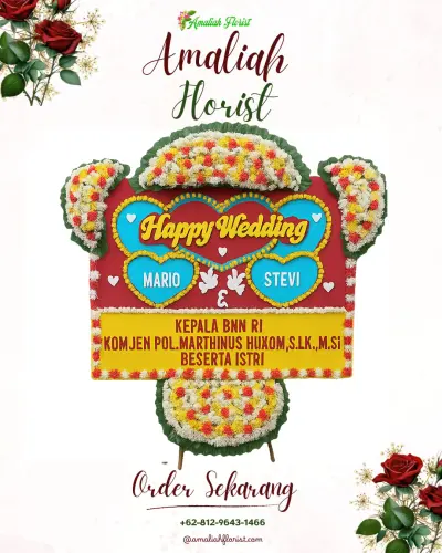 Karangan Papan Bunga Pernikahan di Sampalan Kelod